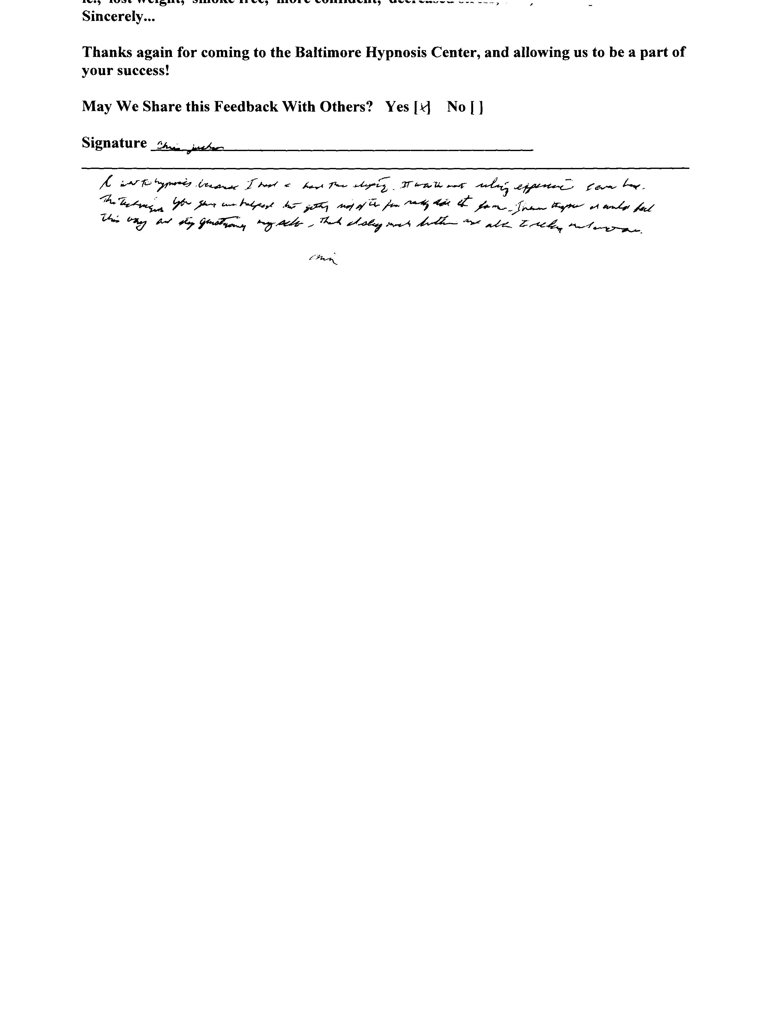 Hypnosis Testimonal - Hypnosis for Sleep Improvement